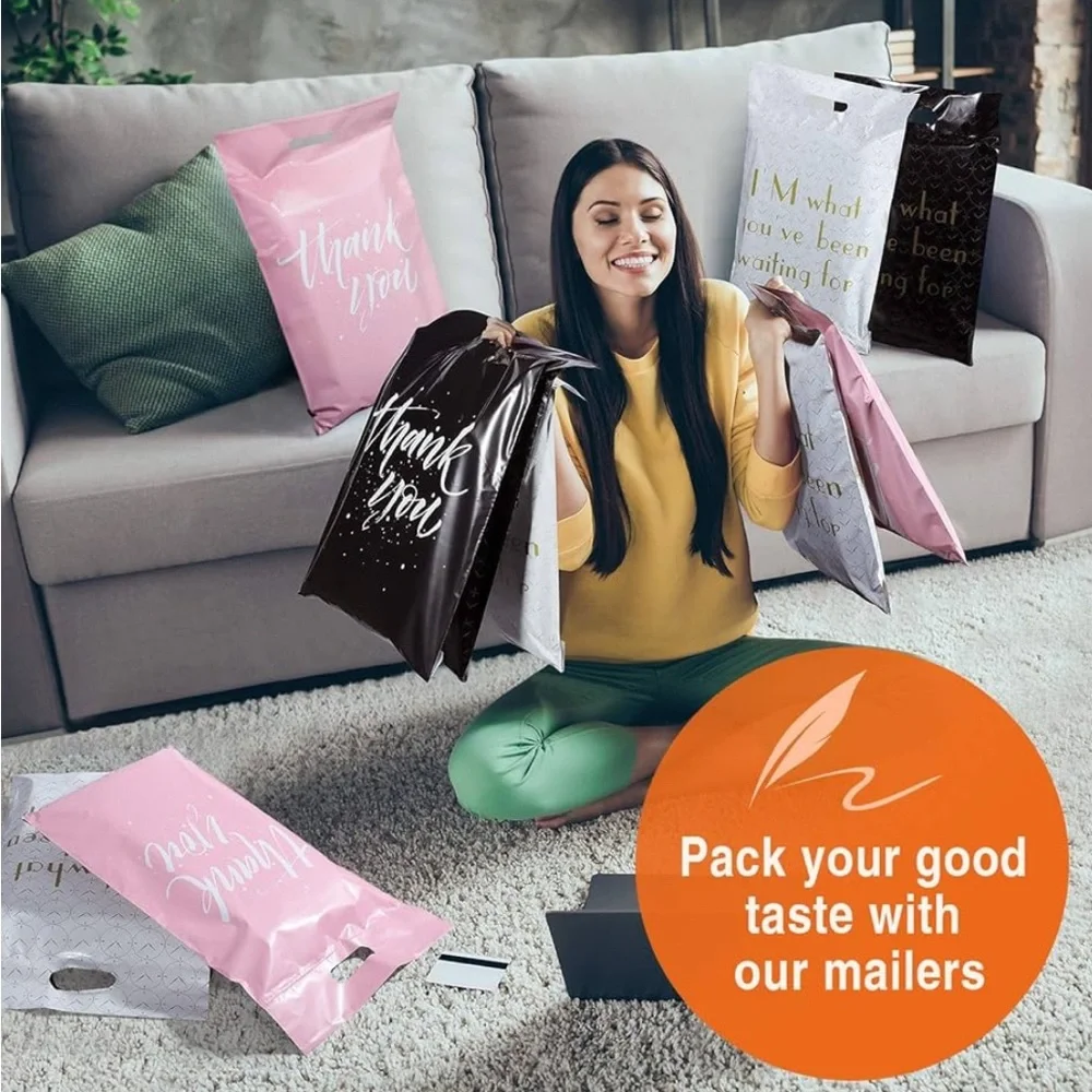 (5) Pink Thank You Polymailer Bags